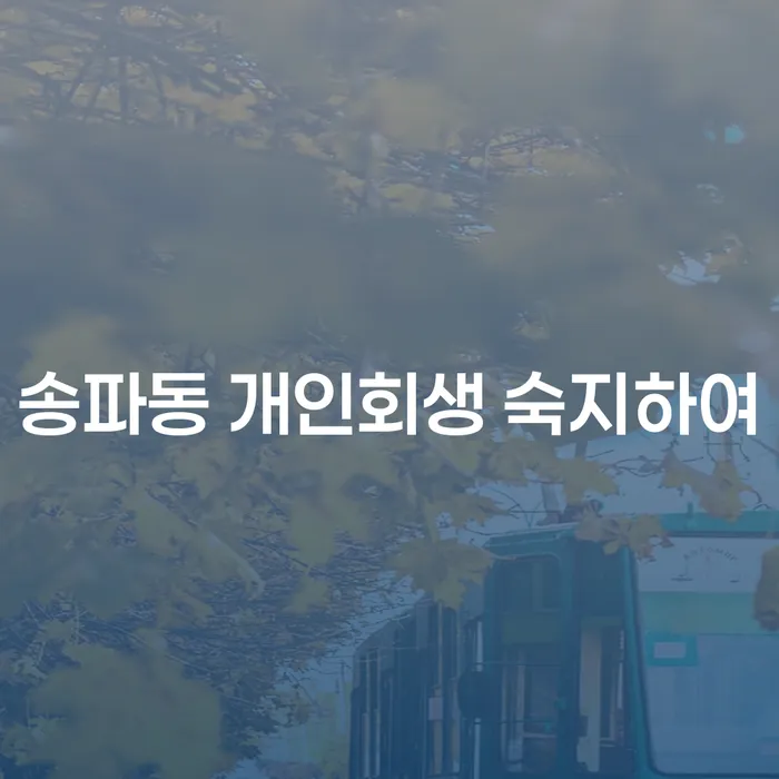 송파동 개인회생 숙지하여